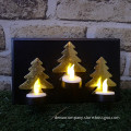 Christmas Tree Black and Gold LED Metal Tea-Light Holder